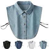 wiilioe Denim False Collar – the Ultimate Layering Essential for Women, Denim False Collar for Women, Fake Collar Shirts (Light Blue)