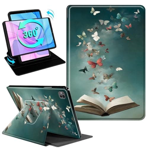 Gmeyutqy Case for iPad Pro 13 Inch (M5/M4) 2025/2024, 360 Degree Rotating Swivel Stand Flip Leather Cover, Multiple Angles, Auto Sleep/Wake, Book Butterfly