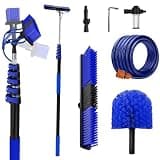 26FT Reach Solar Panel Cleaning Brush Kit with 5-20FT Telescoping Pole, 33FT Hose, 20" Water Fed Brush, Soap Dispenser, Cobweb Duster, Squeegee & High Ceiling Duster for Roof, RV, Gutter, Boat, Deck