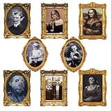 ECGER Halloween Decorations Indoor, Haunted Scary Decor - 3D Changing Face Pictures, Vintage Moving Wall Portraits Frame, For Horror Spooky Party Mansion Castle House Home Decoration(8 Pieces)