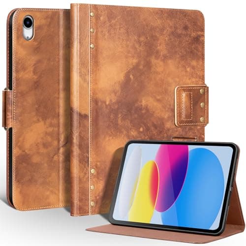 Une Diffe Leather Case for iPad (A16) 11th Generation 11 Inch 2025/10th Generation 10.9 Inch 2022, Full Grain Protective Cover Magnetic Closure, Auto Sleep/Wake, Vegetable Tanned Leather,Brown