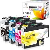 Miss Deer LC406 LC406XL Ink Cartridges Compatible for Brother LC406XL LC-406 High Yield, Work with Brother MFC-J4535DW MFC-J4335DW MFC-J5855DW MFC-J6555DW MFC-J6955DW Printer (BK, C, M, Y) 4 Pack