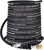 YAMATIC 3/8" Pressure Washer Hose 50FT With Swivel 3/8 Quick Connect, 4000 PSI High Tensile Steel Braided Kink Resistant, 212°F Hot/Cold Water Power Washer Hose for Professional Gas Cleaning