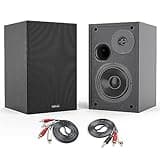 BESTISAN 4 Inch Powered Bookshelf Speakers with Deep Bass, Bluetooth 5.0 Studio Monitor Speakers, 2.0 Neared Field Audio Speakers with 2 RCA Line Input, Set of 2 Black-New Model