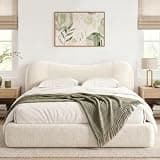 EnHomee Cloud Bed Frame Queen Size with 5.9" Detachable Headboard, Boneless Bed with No Assembly Required, Scratch-Resistant for Homes with Pets, Noise-Free, No Box Spring Needed, White