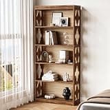 LITTLE TREE 69.9" Vintage Bookshelf, 5-Tier Tall Bookshelves, Cutout Design Vertical Bookcase, Freestanding Storage Display Shelf for Living Room, Bedroom, Study, Office, 1 Pack