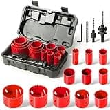 Bi-Metal Hole Saw Kit, HYCHIKA 17 Pcs High Speed Steel 3/4" to 2-1/2" Hole Saw Set in Case with Mandrels, Hole Saw Bit for Metal, Drilling PVC Board,and Plastic Plate