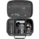 RAIACE Hard Case Compatible with Sony Alpha 7 II III IV/7R V Camera, for Nikon, for Canon, for Pentax and More.Large Capacity With Mesh Pocket for Lens, Charger, Cables, Cards and Accessories.-Black