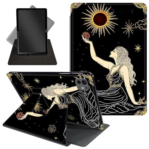 Case for iPad Pro 13 Inch 2024 7th Generationg (M4),360 Degree Rotating Protective Stand Cover with Auto Wake/Sleep,for iPad Pro 13 Inch 2024,Zodiac and A Girl Line Art