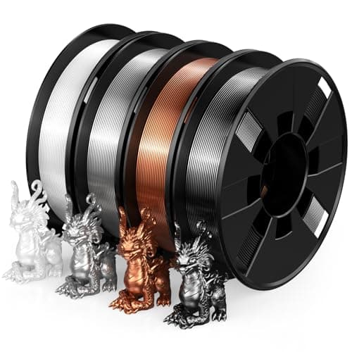 ENTINA 4 Colors Silk Shiny 3D Printer Filament Bundle, PLA Filament 1.75 mm for 3D Printers, Dimensional Accuracy +/- 0.02 mm, 200g x 4 Spools Set