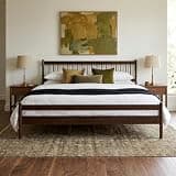 OFLILAK King Size Solid Pine Bed Frame, Vintage Style with Windsor Headboard & Footboard, Reinforced Slats, 9.8" Under-Bed Clearance, No Box Spring Needed, Noise-Free & Easy Assembly, Walnut