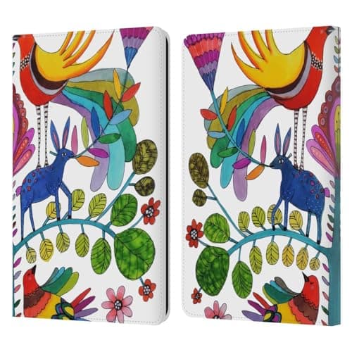 Head Case Designs Officially Licensed Sylvie Demers Flower Otomi Floral Leather Wallet Case Compatible with Kindle Paperwhite 1/2 / 3