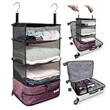 Grand Fusion Stow-N-Go Hanging Travel Shelves, Packing Organizer for Luggage. Carry on Closet for Suitcase. Expandable Packing Cube. Travel Essentials. (Burgundy, XL = (L) 17.7" x (W) 11.8")