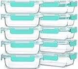 M MCIRCO 10-Pack 22 Oz Glass Meal Prep Containers with Lids - Microwave, Oven, Freezer & Dishwasher Safe - Green