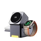 3-in-1 Rotatable Magnetic Wireless Charger, 15W Fast Wireless Charging Station, Multi-Device Fast Charging Dock for Bedroom Desktop