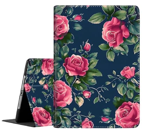 Case for iPad Air 13 Inch M3/M2 (2025/2024),iPad Pro 12.9(2022 2021 2020,6th/5th/4th Gen), Multi-Angle Stand Smart Cover Shockproof with Auto Wake/Sleep, Pink Roses