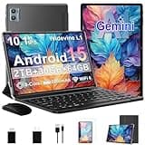 SUAAT Tablet 2026 Android 15 Tablets with 2.0GHz Octa-Core, 30GB 64GB 2TB Expand, 10 inch Tablet with Keyboard, FHD IPS Display, Gemini AI, 8MP Camera, WiFi 6, 6000mAh, Widevine L1, BT 5.0 -Black