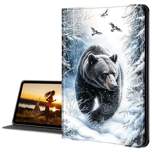 Cdkfxjy for Samsung Galaxy Tab S8 case 2022/Tab S7 11 inch 2020 Slim PU Leather Multi-Angle Fold Stand Smart Cover with Auto Sleep Awake Cover,Bear Snow Forest