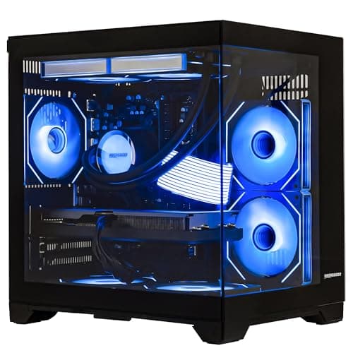 HOENGAGER Gaming PC, AMD Ryzen 7 5700X, GeForce RTX 5060, 16GB DDR4 RAM, 1TB NVMe + 1TB SATA SSD, 240mm AIO Liquid Cooling & 7 RGB Fans, Windows 11 Desktop Computer, Black