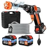 Cordless Handheld Washer Brushless Motor, 6000mAh Battery Operated Car Washer 6-in-1 Nozzle Foam Cannon, Lightweight Water Washer Home Cleaning Tool for Patio Boat Fence Driveway Floor Deck