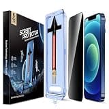 MAGIC JOHN 2 Pack for iPhone 12/12 Pro 6.1 inch Privacy Glass Screen Protector, Auto Dust-Elimination Installation, Bubble Free, Easy Installation