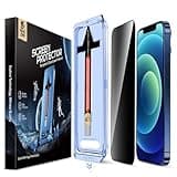 MAGIC JOHN 2 Pack for iPhone 12/12 Pro 6.1 inch Privacy Glass Screen Protector, Auto Dust-Elimination Installation, Bubble Free, Easy Installation