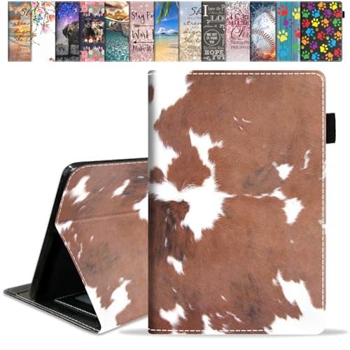 FVAENDHIO Case for Amazon Kindle Fire HD 10 Tablet (9th/7th Generation, 2019/2017 Release) - Premium PU Leather Cover with Auto Sleep Wake for Fire 10.1" Tablet - Brown Cow Print