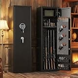Gun Safe with Opening Handle, Cabinet Safe for Rifles and Pistols, Long Rifle Gun Cabinet for Shotguns with Quick Access, Dual Alarm System, Adjustable Shelves Home Gun Safe for Bedroom Closet Garage