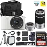 Sony ZV-E10 II Mirrorless Vlogging Camera (White) Kit with 16-50mm & 55-210mm OSS Lens 26 MP APS-C Sensor | + Spare Extra Replacement Battery + 64GB Card + Camera Case