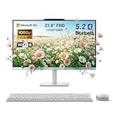 Lenovo 24” FHD A100 All-in-One Desktop Computer for Home Office, 16GB RAM, 512GB Storage, Microsoft Copilot AI, Intel 8-Core CPU, Wireless KB & Mouse, Support Dual Display, Win11, White, w/ 64GB USB