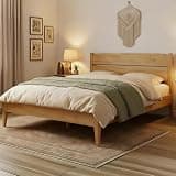 Furrnook Solid Wood Platform Bed Frame Queen Size with Headboard, Japanese Joinery, 15-Min No-Tool Assembly, 1100 Lbs Support, Sustainable Wood Slat Support, No Box Spring Needed