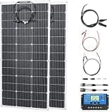 800W Solar Panel Kit, 2x400W Flexible Monocrystalline RV Solar Panel | for 12V/24V Battery | ETFE Semi-Flexible, Bendable to 30° | for RV, Boat, Van, Off-Grid Charging (White)