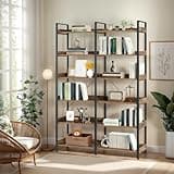 Industrial Bookshelf 67 inch Tall Bookshelf, 6 Tier Wood and Metal Frame Bookcase with Open Shelves & X-Shaped Brackets, Freestanding Storage Display Shelf for Living Room Home Office Bedroom, Brown