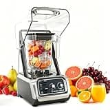 2200W Commercial Blender with Soundproof Enclosure, High Speed Quiet Blender Self-Cleaning & Ice Crush Pro, Heavy Duty Powerful Blenders for Kitchen Smoothie Bars Restaurants (Grey+Silver)