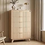 Ghudubia 5 Drawer Dresser, 51" Tall Modern Fluted Dresser with Round Edge & Chic Metal Handle, Wood Drawer Organizer, Chest of Drawers for Living Room, Hallway, Wood