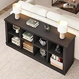 TrailBlaze Spacious 8-Cube Farmhouse Bookshelf - 63-Inch Long Wood Storage Cabinet - 3-Tier Freestanding Organizer for Living Room, Entryway, Office - Easy Assembly - Carbon Black
