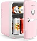 CUTIEWORLD Skincare Fridge - 4L Makeup Fridge for Refrigerating Makeup, Skincare and Food, Mini Fridge for Bedroom, Office and Car, Cooler and Warmer, Beverage Cooler, Leather Pink