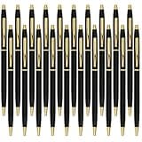 Cambond Slim Ballpoint Pens Bulk - Black Ink 1.0mm Medium Point Retractable Metal Pen for Police Uniform, Flight Attendant & Office, 20 Pack (Black Barrel)