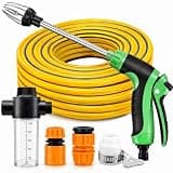 Professional Pressure Washer Gun with 360° Rotating Nozzle, 4 Spray Modes, Leak-Proof Quick Connect, Power Washer Wand for Car, Driveway & Patio Cleaning (Green+15m Water Pipe)