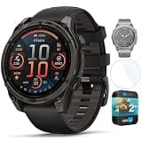 Garmin Fenix 8 47mm AMOLED Sapphire Multisport GPS Smartwatch, Carbon Gray Titanium with Black Silicone Band, 010-02904-20 - Bundle w/Deco Essentials 26-Month CPS Plan