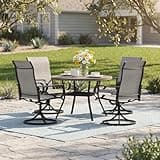 ARKOST 5 Pieces Patio Dining Set, 4 Outdoor Swivel Dining Chairs with 40.7" Round Metal Outdoor Dining Table with Umbrella Hole for Garden Backyard Deck, Grey