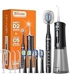 Water Flosser and Electric Toothbrush Combo - Cordless Water Flosser for Teeth - 5 Modes Sonic Electric Toothbrush, 3 Modes Portable Water Floss…