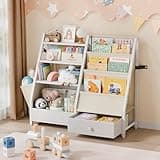 HAVLOTII Kids Bookshelf and Toy Storage - Book Shelf for Kids Rooms, Toddler Bookshelf Baby Bookcase for Nursery, Montessori Toy Organizer, White