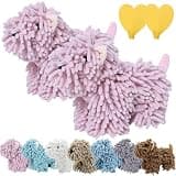 wiilioe Soft Puppy-Themed Chenille Hand Towel, Super Absorbent Chenille Towel Ball Dog, Puppy Hand Towel Animal, Can Be Hung/Stood, for Bathroom/Kitchen (2-Pack (Pink))