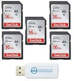 SanDisk 16GB Ultra SD Memory Card Class 10 (5 Pack) SDSDUNC-016G-GN6IN