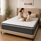 Vipeve 14 Inch Plush Hybrid Mattress Queen – Extra Thick 2.4″ Comfort Foam with 10.2″ Pocket Coils, Motion Isolation, Reinforced Edge, Grey Knit Sides – Luxury Bed in a Box(King)