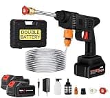 Cordless Portable Pressure Washer Gun 48V 12000mAh | Double Battery Wireless High Pressure Water Gun with Adjustable Nozzle & 5M Hose Pipe