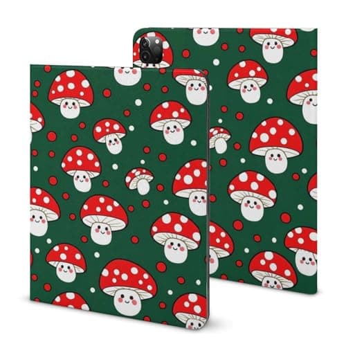 Cute Mushroom Compatible with iPad Protective Case with Pen Holder Book Style