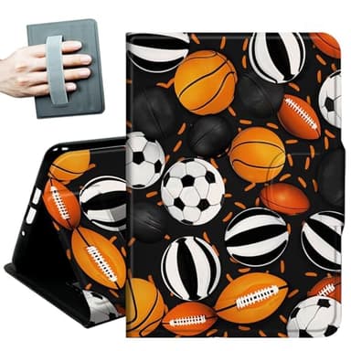 for iPad Pro 12.9 Inch Case 2022/2021/2020(6th/5th/4th Gen),with Hand Straps and Auto Wake/Sleep Leather Slim Multiple Angles Stand Smart Cover for iPad Air 13 inch 2024,Sport Ball
