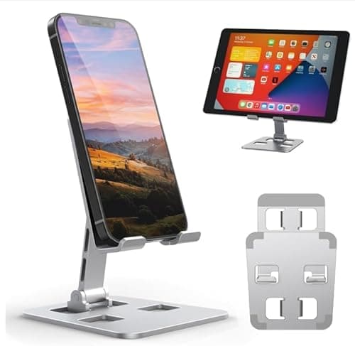 Foldable Adjustable Cell Phone Stand, Anti-Slip Stable Desktop Phone Holder, Portable Lightweight Universal Cradle for Smartphone, Tablet, Nintendo Switch, Home Office and Travel Use